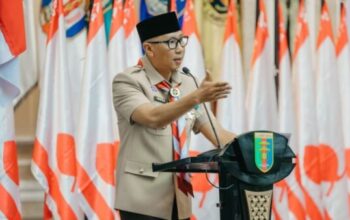 Gubernur Lampung Rahmat Mirzani Djausal saat pelantikan pengurus Pramuka Lampung