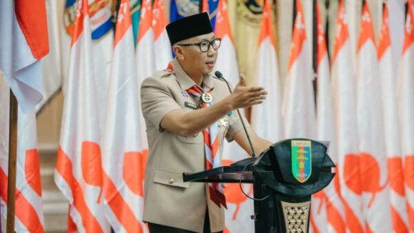 Gubernur Lampung Rahmat Mirzani Djausal saat pelantikan pengurus Pramuka Lampung