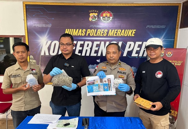 Polres Merauke Amankan Ratusan Linting Ganja Siap Edar