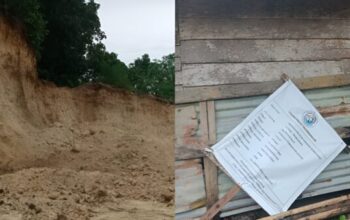 Proyek jalan Simeulue dengan papan proyek tidak terpasang di lokasi