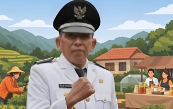 Kepala Desa Kertajaya Sukabumi Asep Yusnandar saat diwawancarai Mitrapol