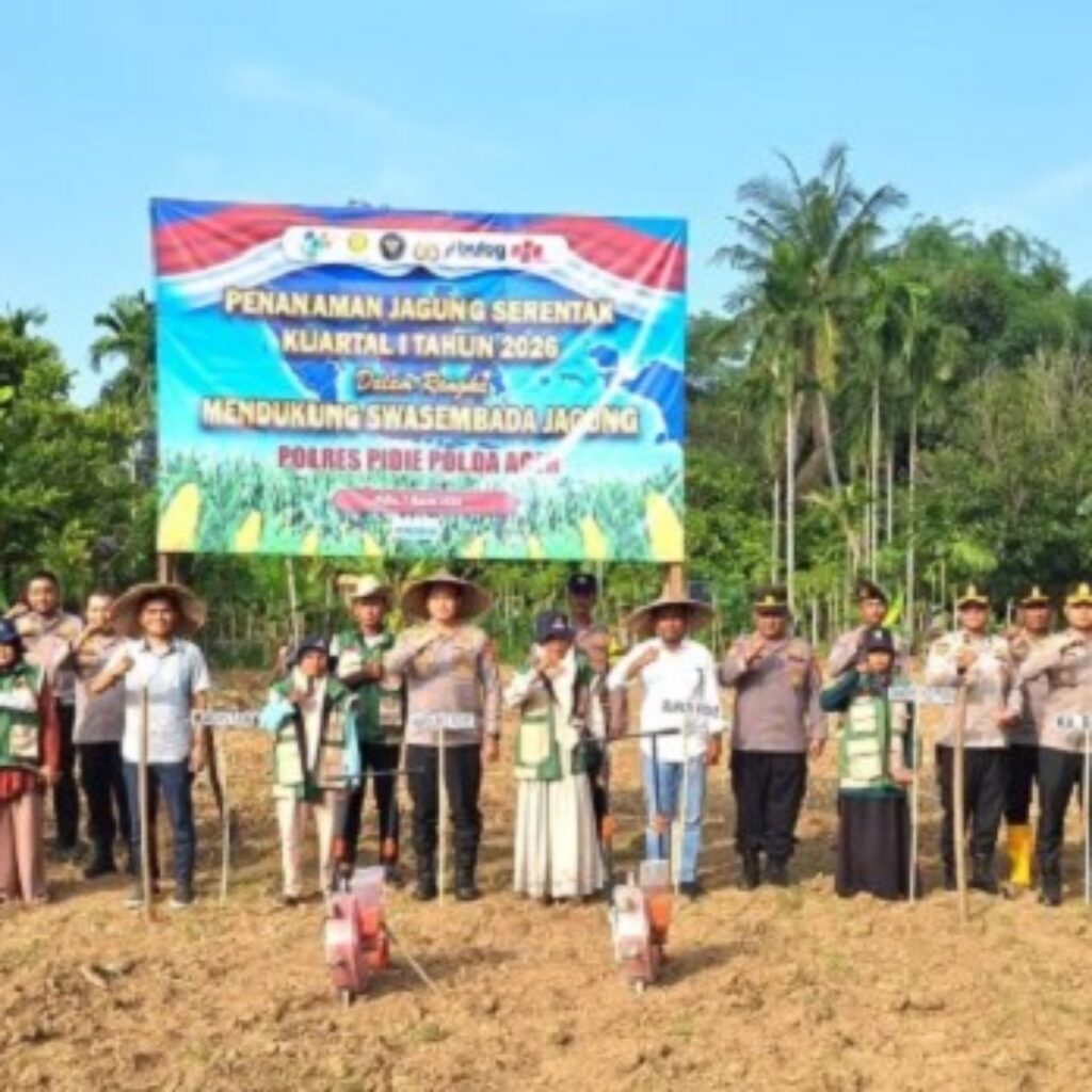 Perkuat Swasembada Pangan Nasional, Kapolres Pidie bersama Muspida Tanam Jagung di Keumala