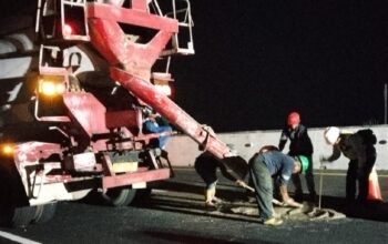 Retakan Tol Cisumdawu KM 207 Sepanjang 100 Meter