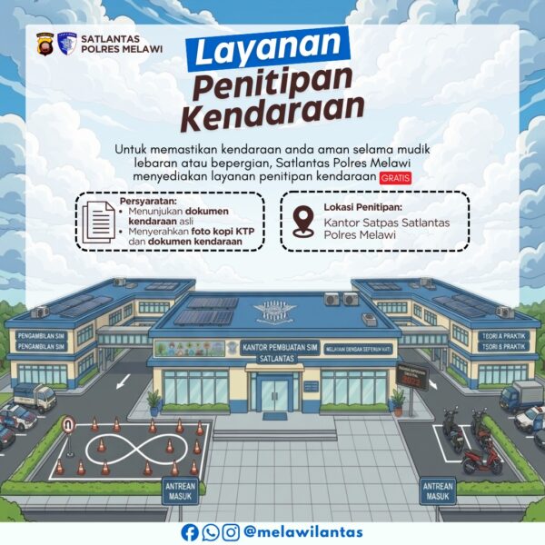 Satlantas Polres Melawi Buka Penitipan Kendaraan Gratis bagi Pemudik Lebaran