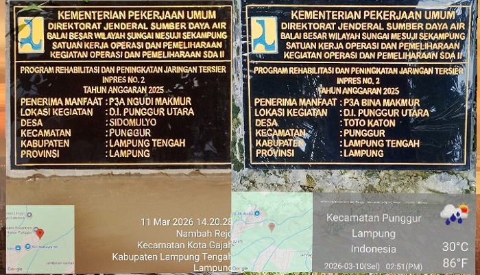 Proyek Irigasi Tersier Inpres 2025 di Lampung Tengah Diduga Dikerjakan Asal-asalan