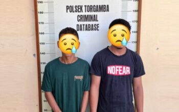 Polisi mengamankan pelaku pencurian di SPBU Pinang Awan Labuhanbatu Selatan.