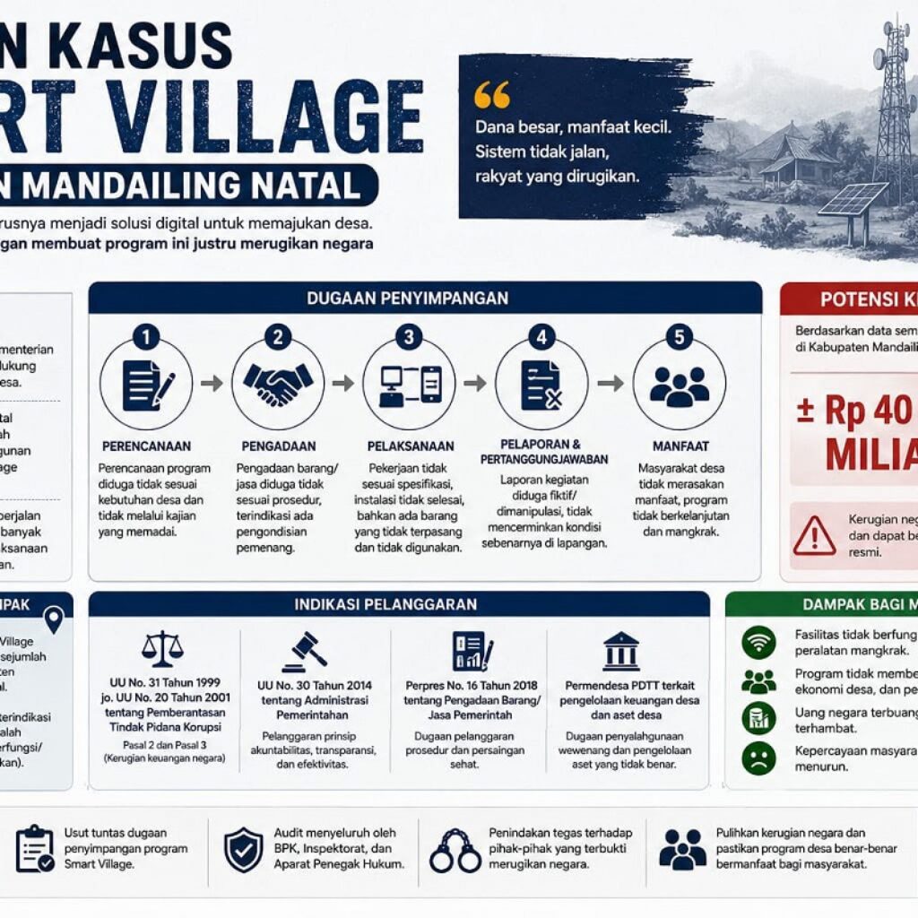 Kasus Dugaan Korupsi Smart Village Madina Terus Bergulir, Tokoh Pemuda Apresiasi Langkah Kejari Periksa 317 Kepala Desa