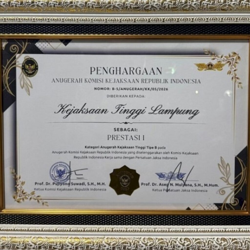 Kejati Lampung Raih Juara I Nasional Komjak RI 2026, Ketua DPRD Beri Apresiasi