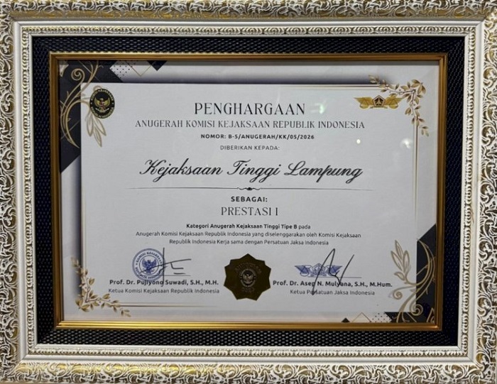 Kejati Lampung Raih Juara I Nasional Komjak RI 2026