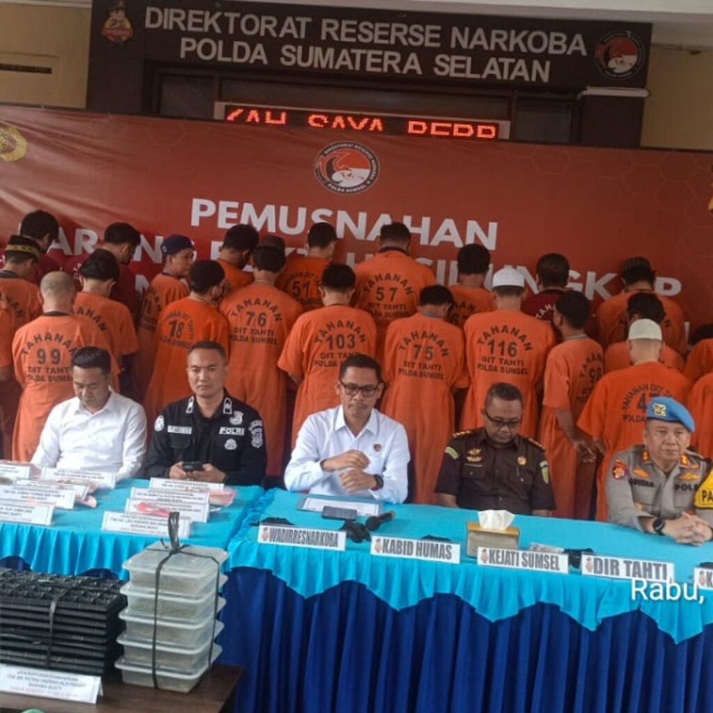Polda Sumsel Musnahkan Narkoba Senilai Rp2,85 Miliar dan Tangkap 49 Tersangka Jaringan Narkotika Lintas Wilayah
