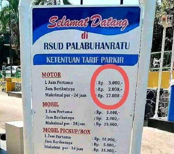 Tarif Parkir RSUD Palabuhanratu Dikeluhkan