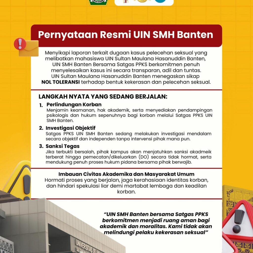 Kasus Dugaan Pelecehan Seksual di UIN SMH Banten Viral, Rektor: Tidak Ada Toleransi bagi Pelaku