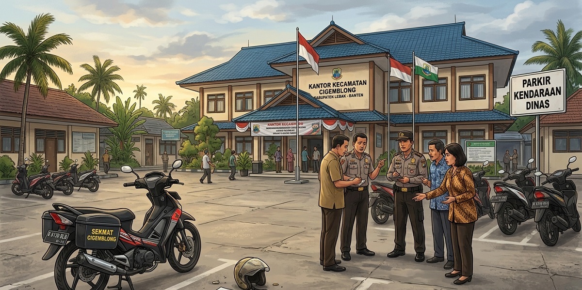 Motor Sekretaris Kecamatan Cigemblong Raib di Area Kantor