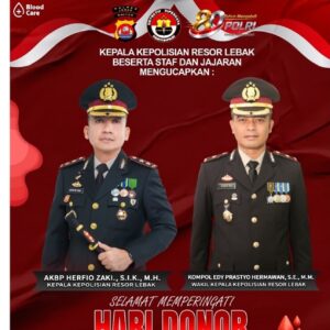 Peringati Hari Donor Darah Sedunia, Polres Lebak Ajak Warga Tingkatkan Kepedulian Kemanusiaan