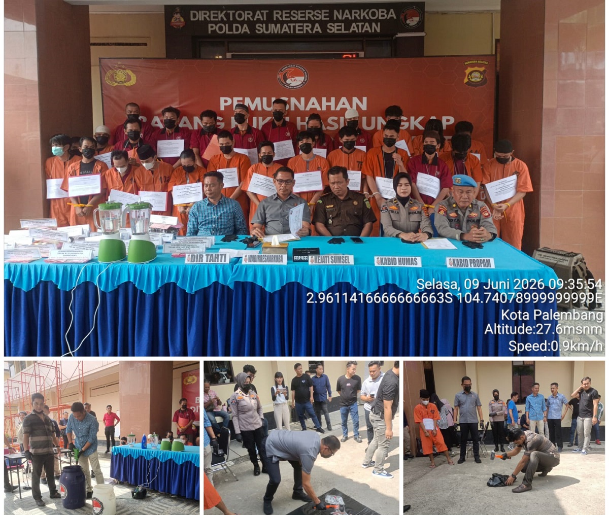 Polda Sumsel Musnahkan 2,9 Kg Sabu dan 967 Butir Ekstasi