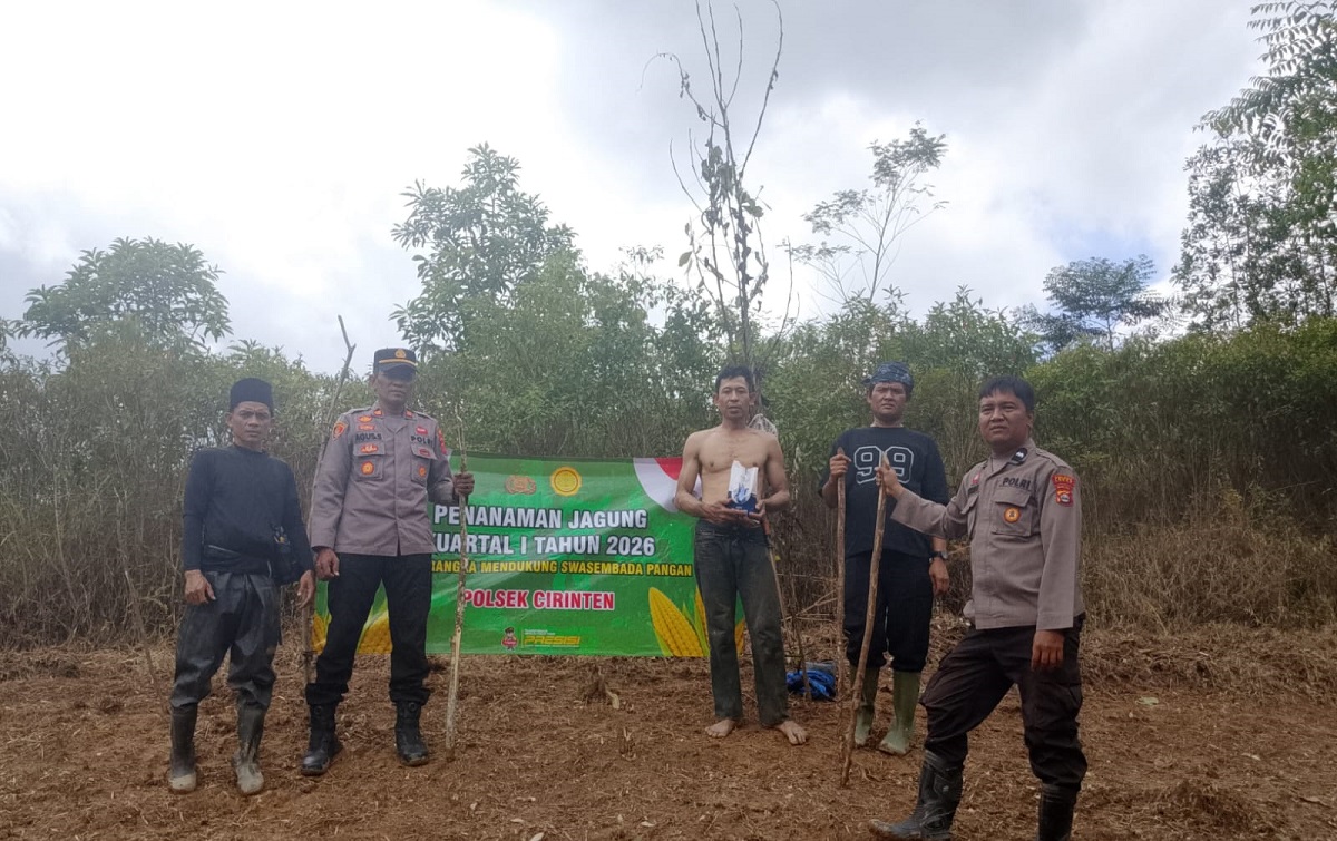 Polsek Cirinten Tanam Jagung Varietas Unggul di Kabupaten Lebak