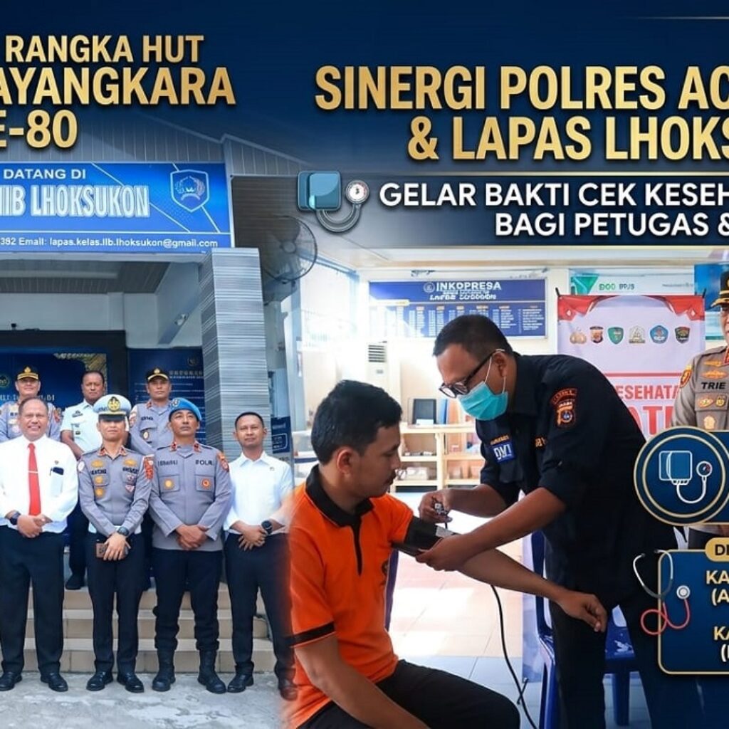 Sambut Hari Bhayangkara ke-80, Kapolres Aceh Utara dan Kalapas Lhoksukon Tinjau Bakti Kesehatan Gratis