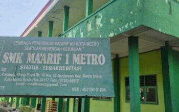 Gedung SMKS Maarif 1 Metro yang menjadi perhatian terkait pengelolaan dana BOSP selama periode 2020–2026.