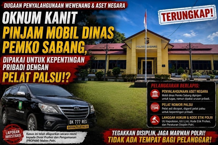 Dugaan Penggunaan Mobil Dinas dan Pelat Nomor Tidak Sesuai, Oknum Kanit di Sabang Dilaporkan