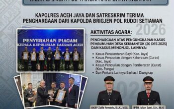 Kapolres Aceh Jaya dan Kasat Reskrim Terima Penghargaan