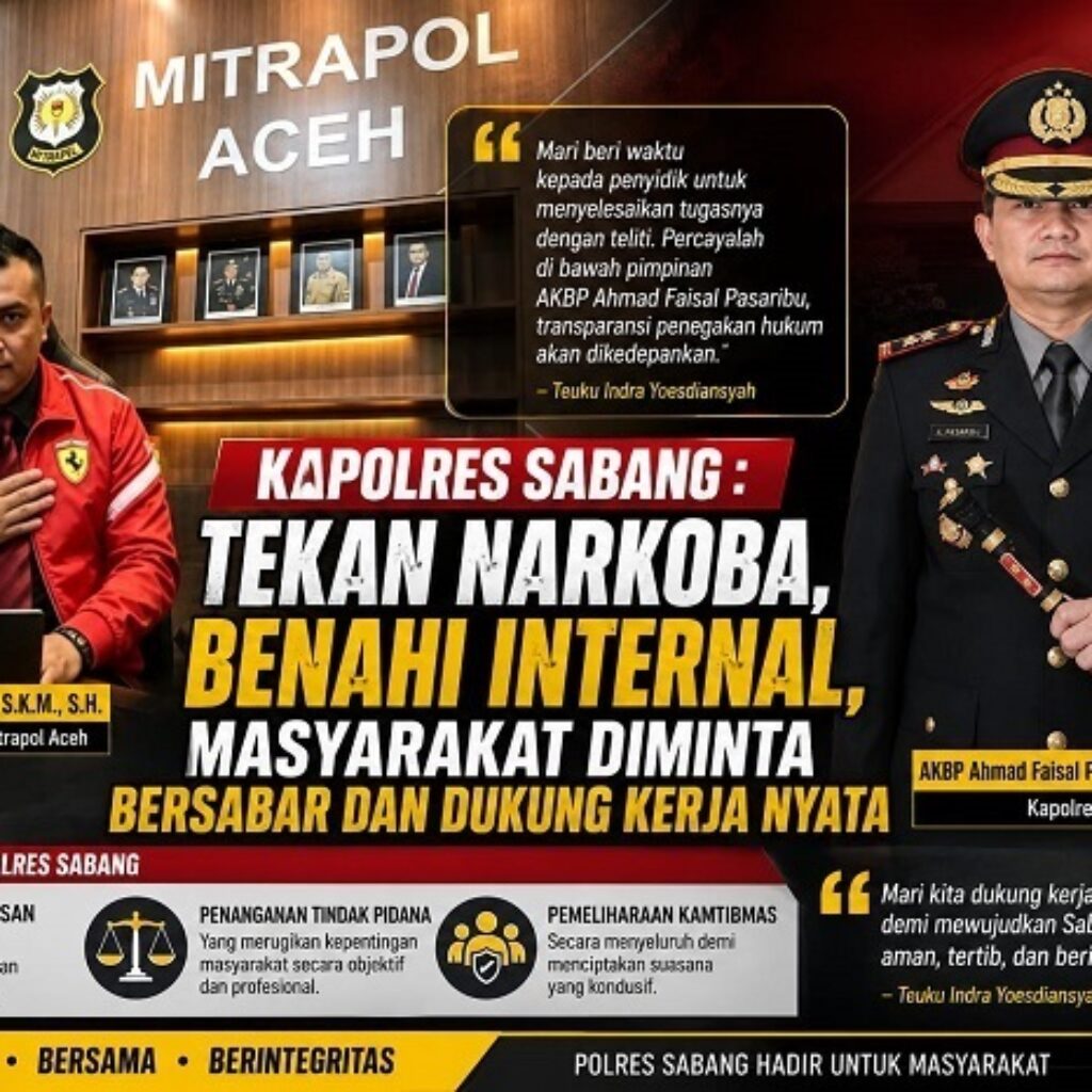 Kapolres Sabang Fokus Berantas Narkoba dan Benahi Internal, Masyarakat Diajak Dukung Proses Penegakan Hukum