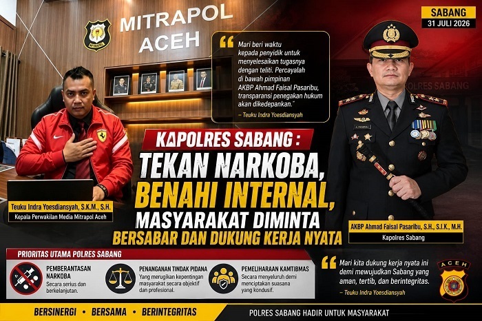 Kapolres Sabang Fokus Berantas Narkoba dan Benahi Internal, Masyarakat Diajak Dukung Proses Penegakan Hukum