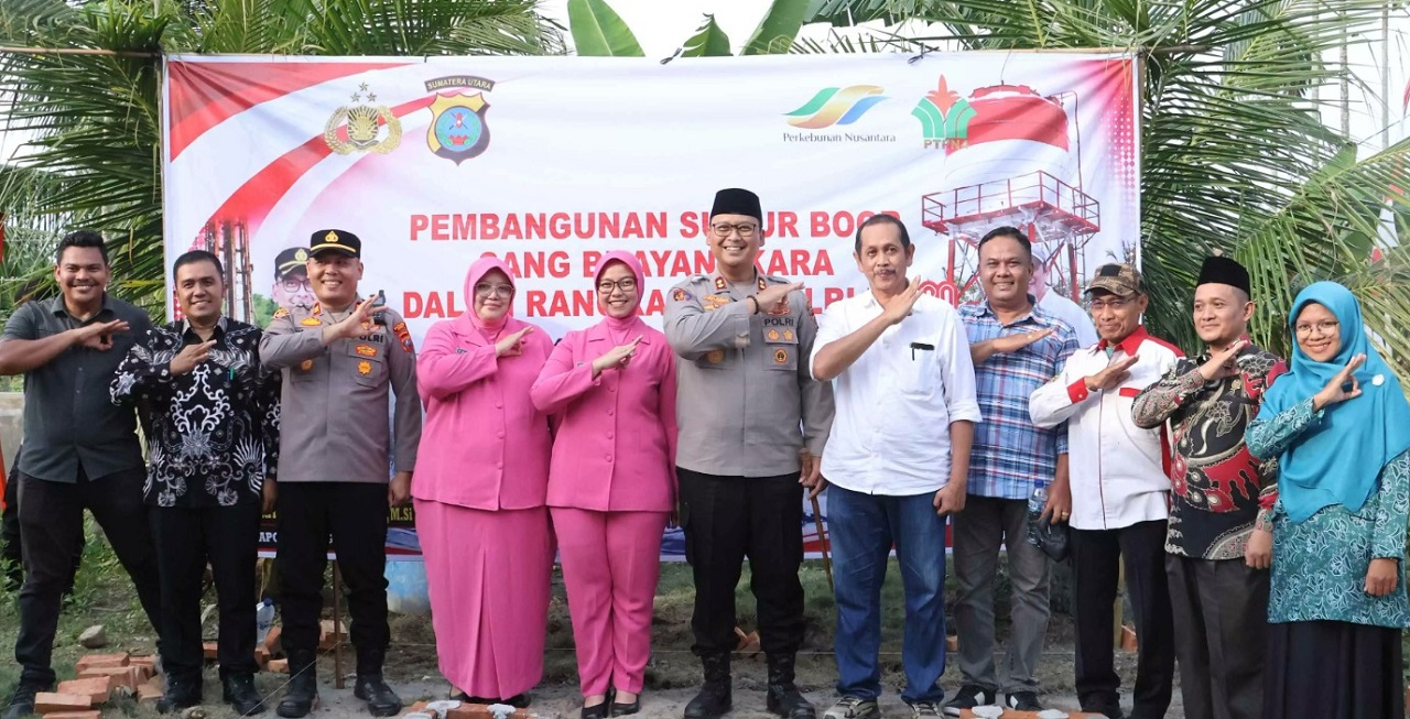Polres Langkat dan PTPN IV PalmCo Bangun Sumur Bor