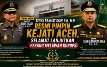 Teuku Rahmat Syah resmi dilantik sebagai Kepala Kejaksaan Tinggi Aceh menggantikan Yudi Triadi berdasarkan Keputusan Jaksa Agung Republik Indonesia.