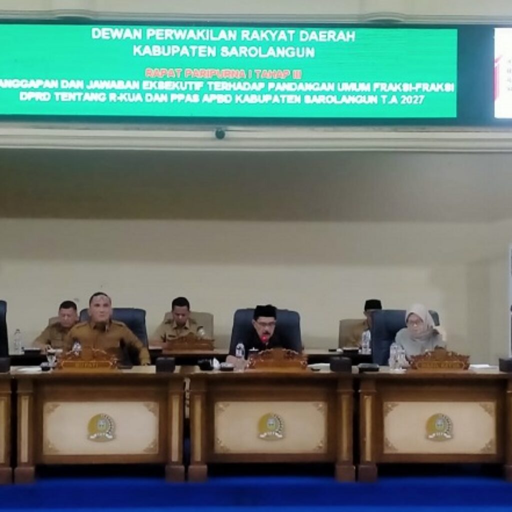 DPRD Sarolangun Gelar Rapat Paripurna, Bupati Hurmin Sampaikan Jawaban Eksekutif atas Pandangan Fraksi R-KUA dan PPAS APBD 2027