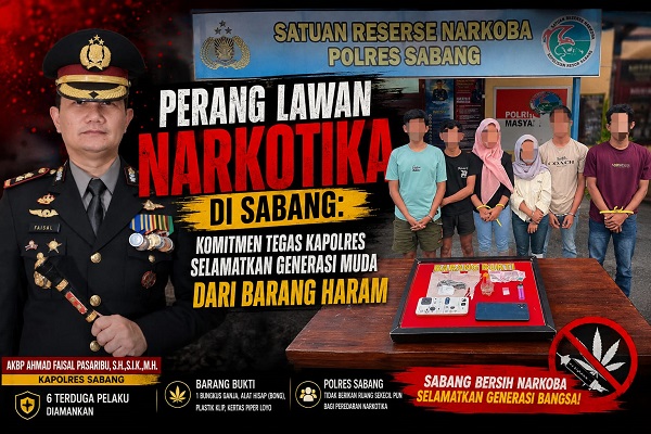Gerebek Hotel di Sukakarya Sabang, Polisi Amankan Enam Terduga Penyalahgunaan Narkotika