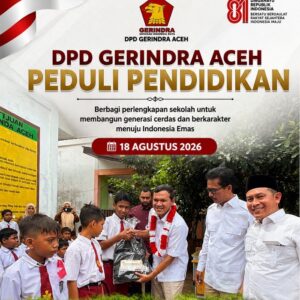 Gerindra Aceh Bagikan Paket Pendidikan kepada 95 Siswa SDN 72 Alue Naga
