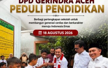 Gerindra Aceh Bagikan Paket Pendidikan kepada 95 Siswa SDN 72 Alue Naga