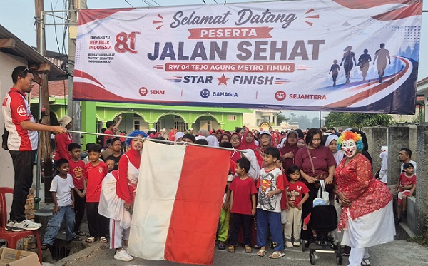 HUT ke-81 RI, 1.000 Warga RW 004 Tejoagung Metro Ikuti Jalan Sehat