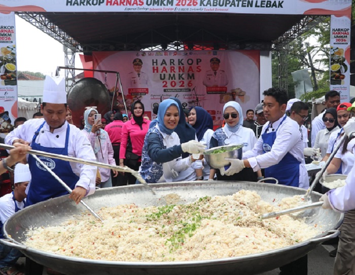 Harkop Harnas UMKM 2026, Kapolres Lebak Hadiri Masak Besar 3.000 Porsi Nasi Goreng Ruhay