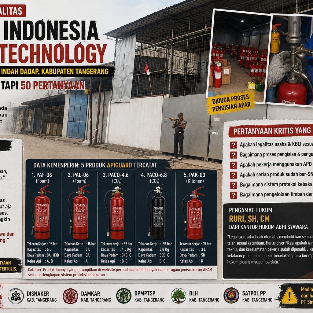 PT Sino Indonesia Disebut Berizin, Aktivitas APAR dan K3 Jadi Sorotan di Tangerang