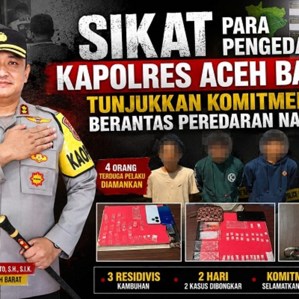 Polres Aceh Barat Ungkap 2 Kasus Sabu dalam 2 Hari, Empat Terduga Pelaku Diamankan
