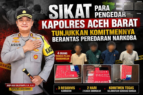 Polres Aceh Barat Ungkap 2 Kasus Sabu dalam 2 Hari, Empat Terduga Pelaku Diamankan