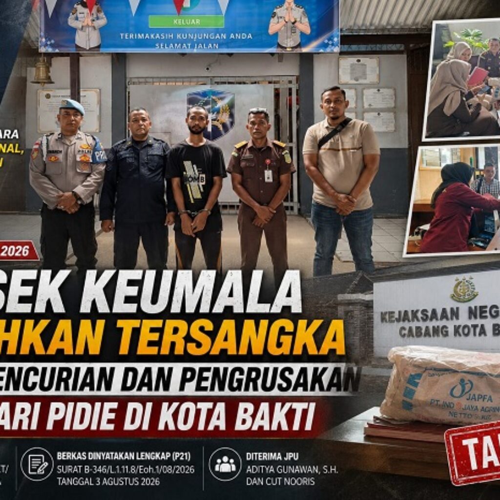 Polsek Keumala Limpahkan Tersangka Kasus Pencurian dan Pengrusakan ke Cabjari Pidie