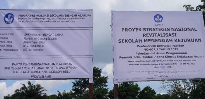 Proyek Revitalisasi SMKN 1 Rengat Barat Rp4,17 Miliar Disorot