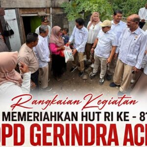 Sambut HUT Ke 81 RI, Gerindra Aceh Bagikan Sembako di TPA Gampong Jawa