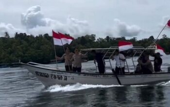 Sambut HUT RI ke-81, Polres Sabang Kibarkan Merah Putih di Kilometer Nol Indonesia