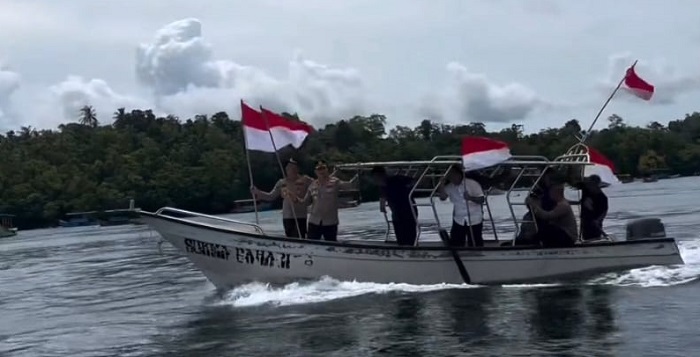 Sambut HUT RI ke-81, Polres Sabang Kibarkan Merah Putih di Kilometer Nol Indonesia