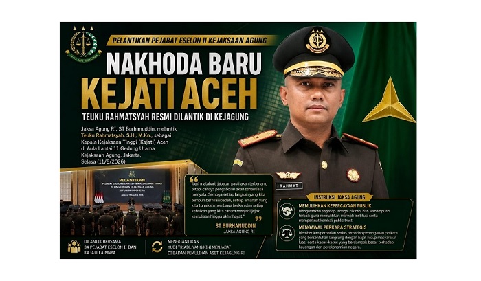 Teuku Rahmatsyah Resmi Dilantik Jadi Kajati Aceh