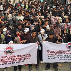 PBRI Gelar Aksi di Kantor Tempo, Soroti Akurasi Pemberitaan dan Siniar Bocor Alus