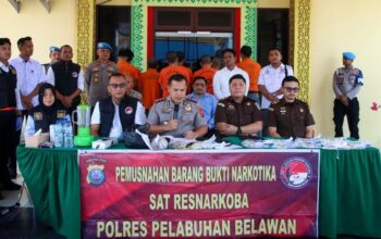 Polres Pelabuhan Belawan Musnahkan 222,69 Gram Sabu, 995,65 Gram Ganja dan 481 Ekstasi