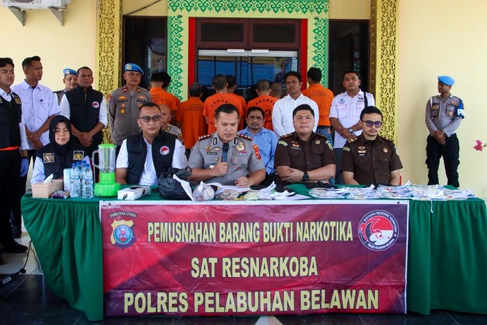 Polres Pelabuhan Belawan Musnahkan 222,69 Gram Sabu, 995,65 Gram Ganja dan 481 Ekstasi