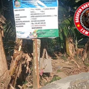 Proyek Irigasi Rp216 Juta di Pendarungan Banyuwangi Disorot, LSM Harimau Minta Dinas Terkait Cek Kelapangan