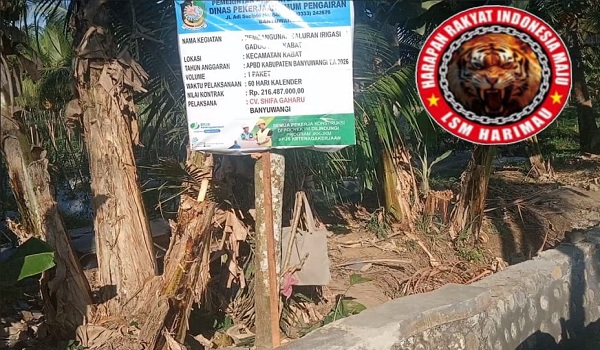 Proyek Irigasi Rp216 Juta di Pendarungan Banyuwangi Disorot