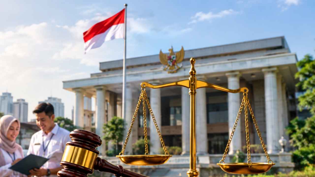 Ilustrasi negara hukum dan penegakan hukum di Indonesia.