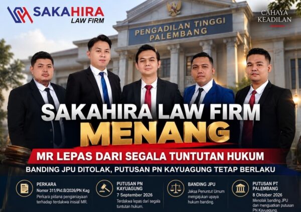 Banding JPU Ditolak, PT Palembang Kuatkan Putusan MR Lepas dari Tuntutan Hukum